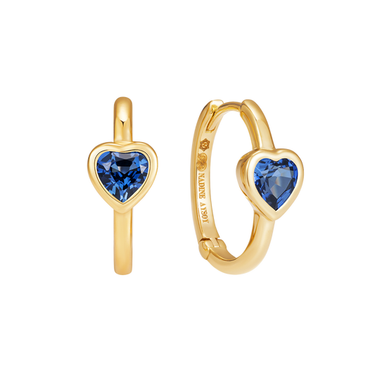 Le Cercle Blue Sapphire Heart Huggies