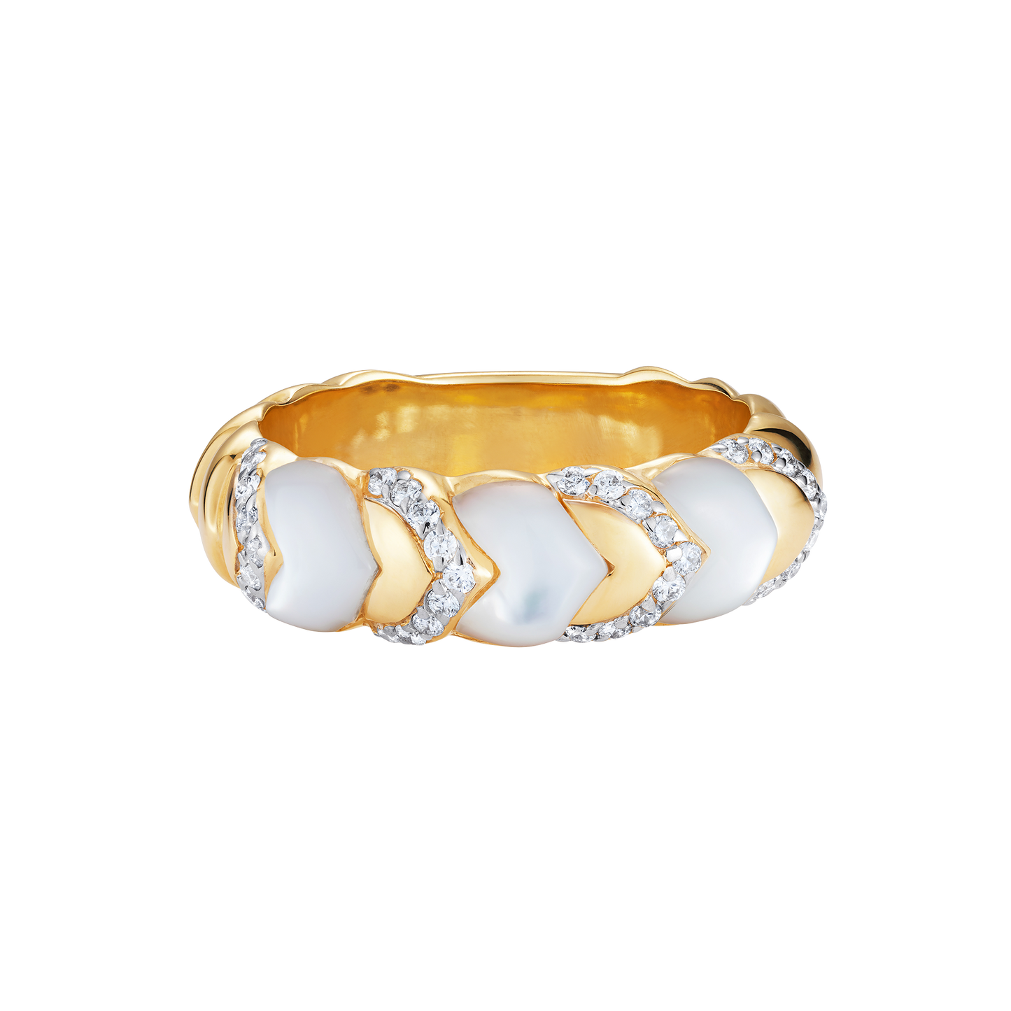 Cobra Stackable Mother of Pearl & Diamond Ring