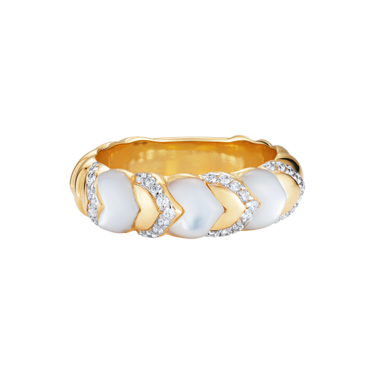 Cobra Stackable Mother of Pearl & Diamond Ring