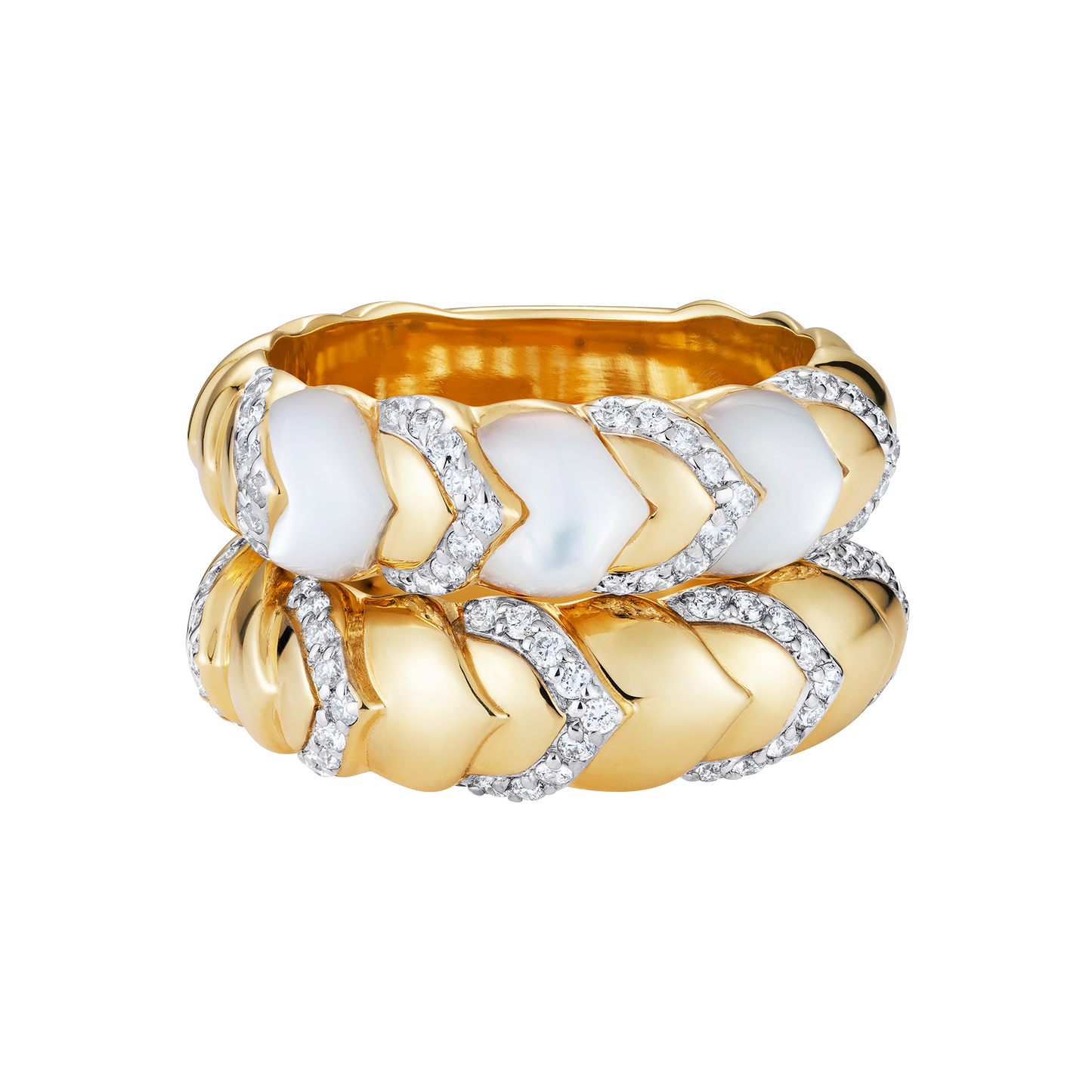 Cobra Stackable Mother of Pearl & Diamond Ring