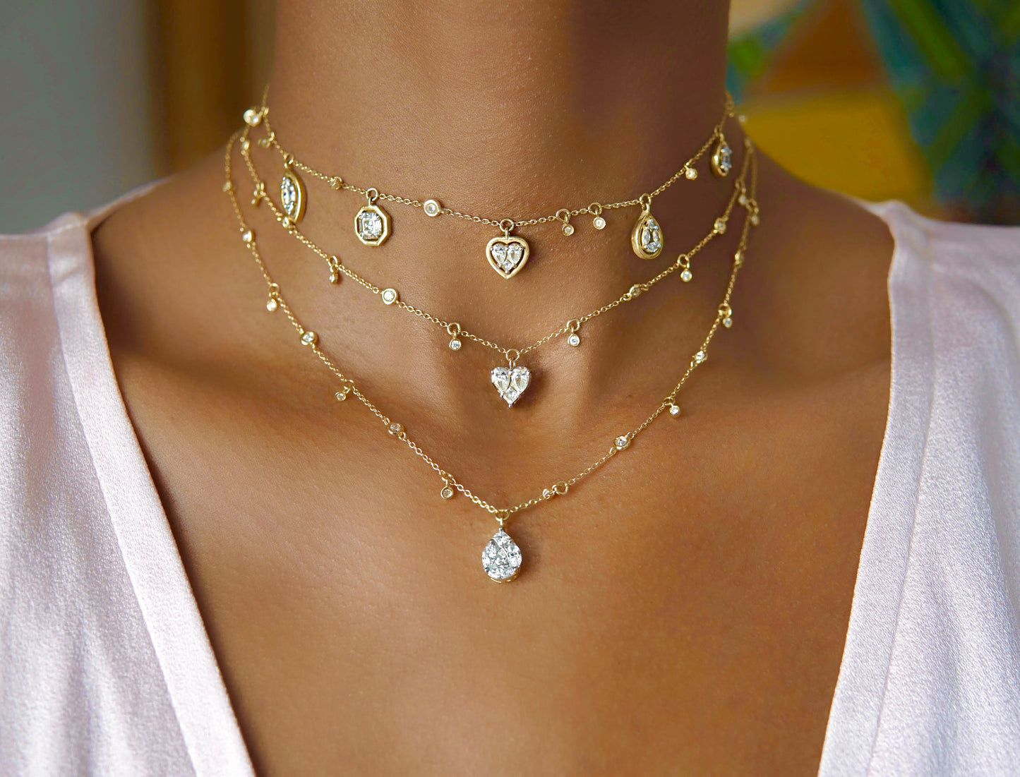 Catena Illusion Pear Shaped Charm Necklace