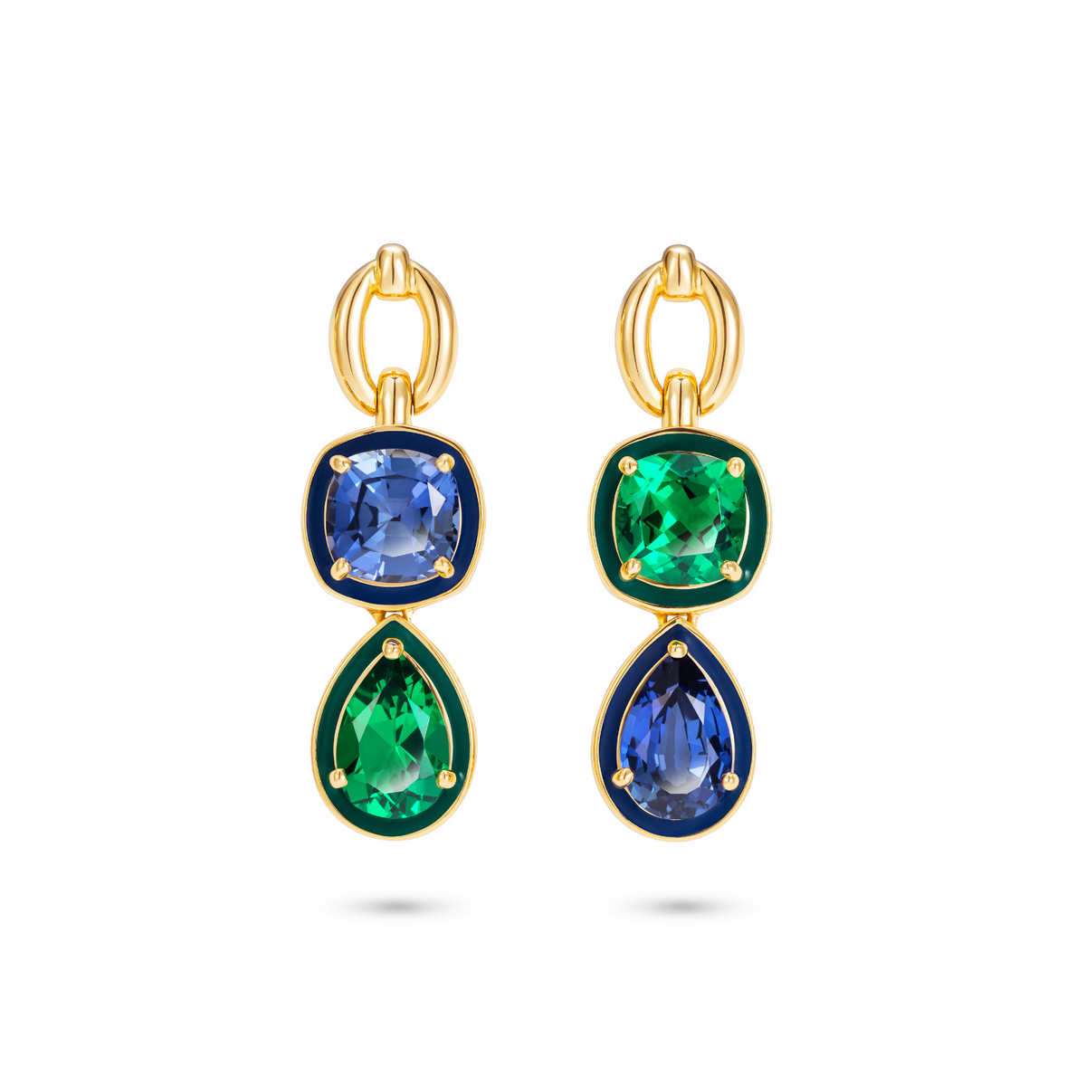 Catena Double Stone and Enamel Earrings