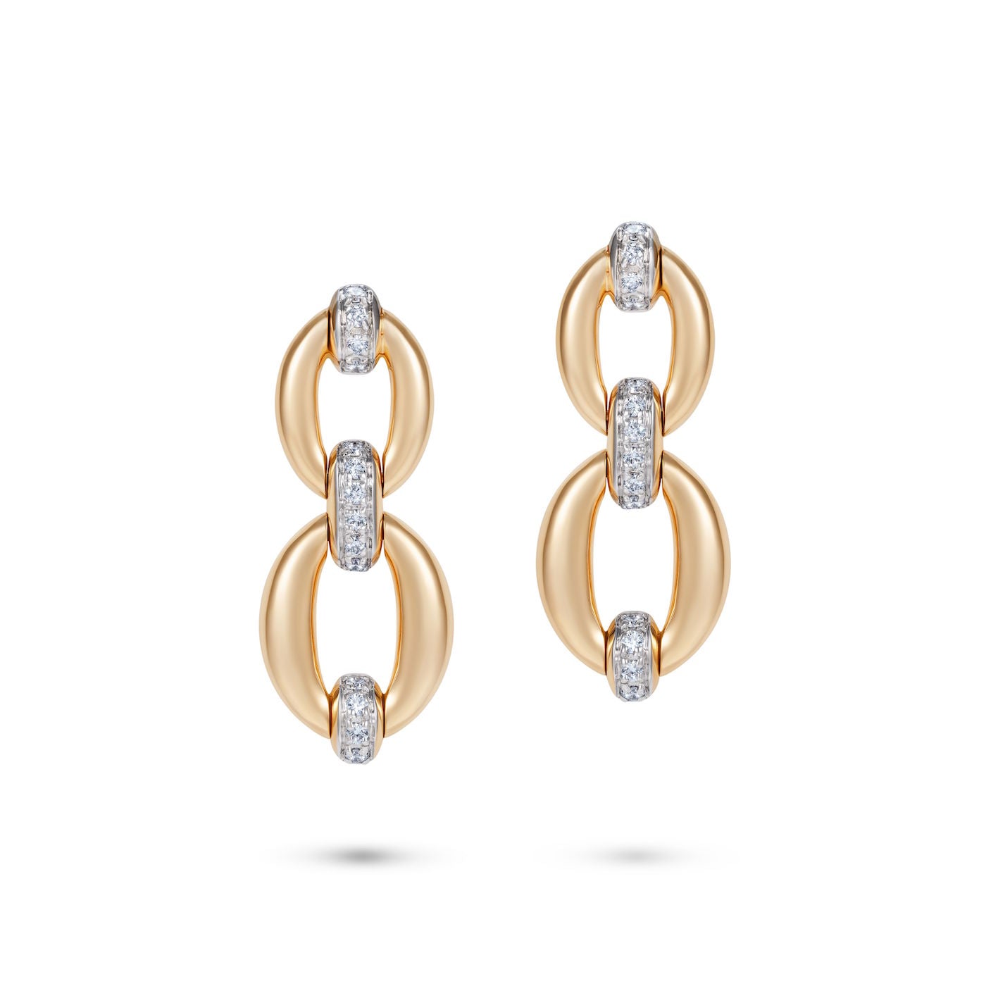 Catena Yellow Gold Double Link Earrings