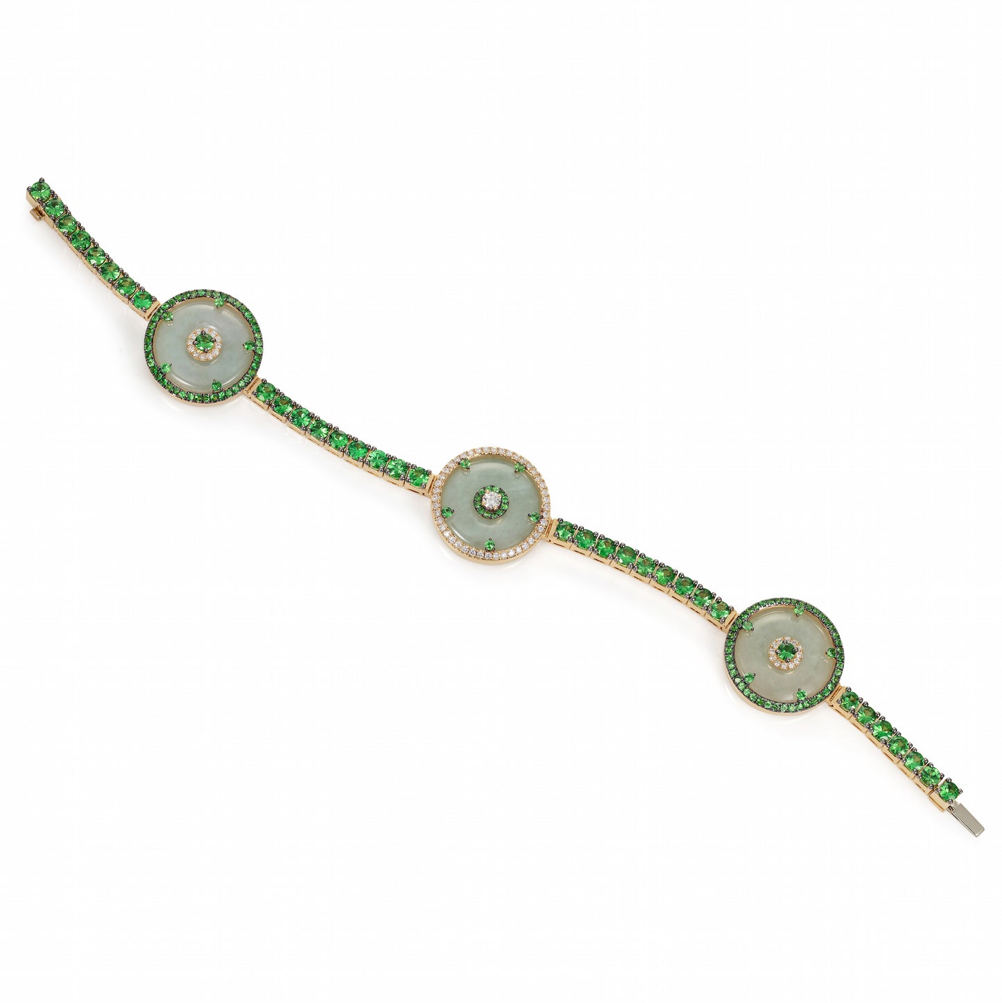Celeste Tsavorite & 3 Jade Discs Bracelet