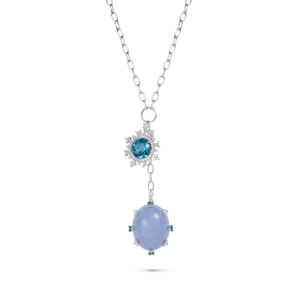 Tsarina Blue Topaz and Blue Chalcedony Necklace