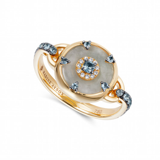 Celeste Petite Aquamarine and Jade Ring