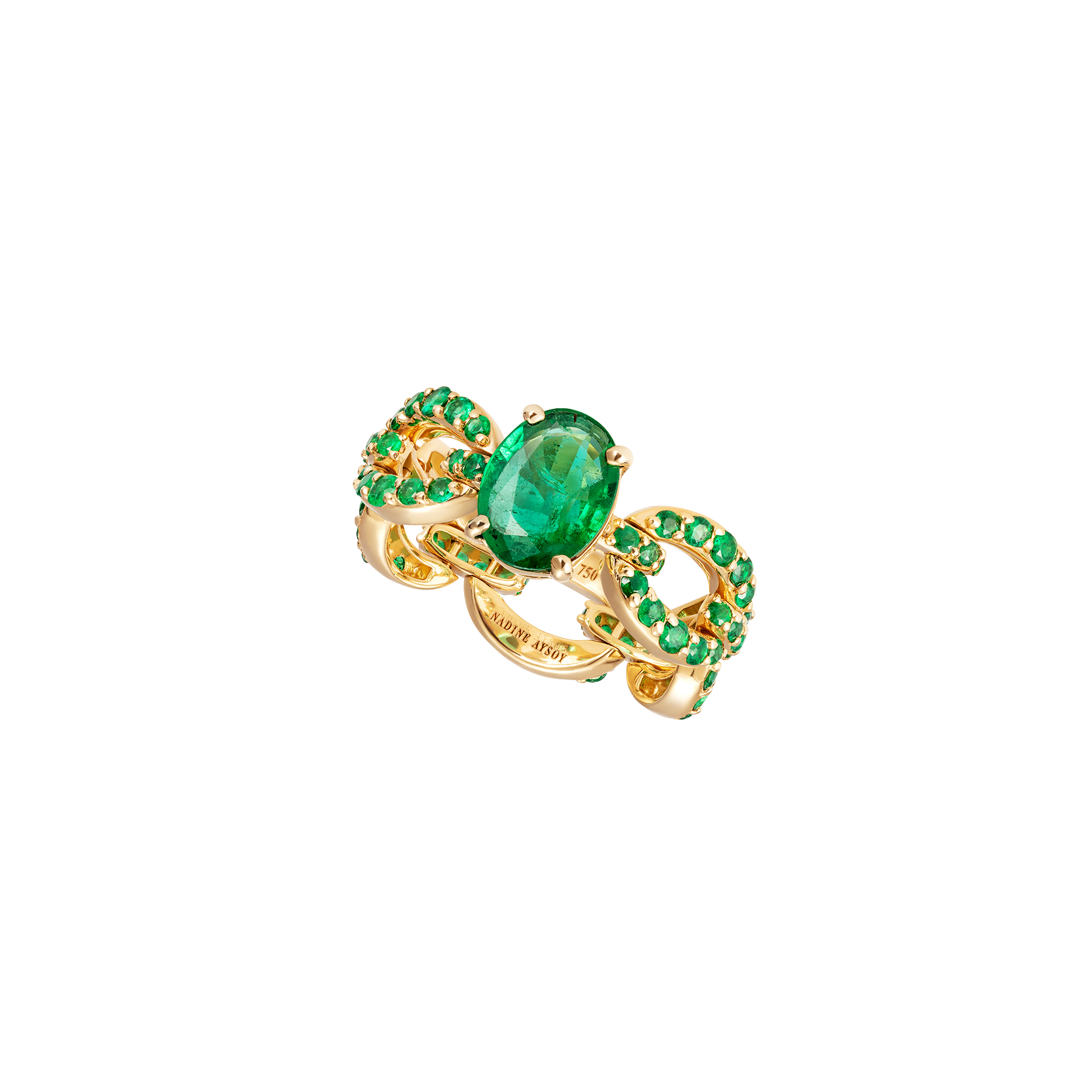 Emerald sales pave ring