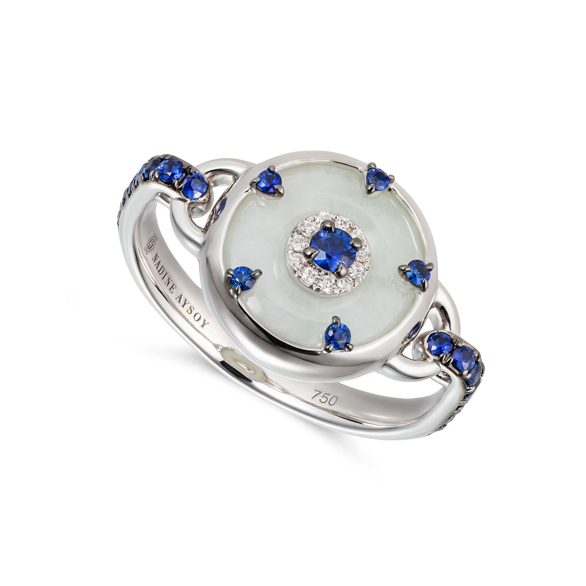 Celeste Petite Blue Sapphire &amp; Jade Ring