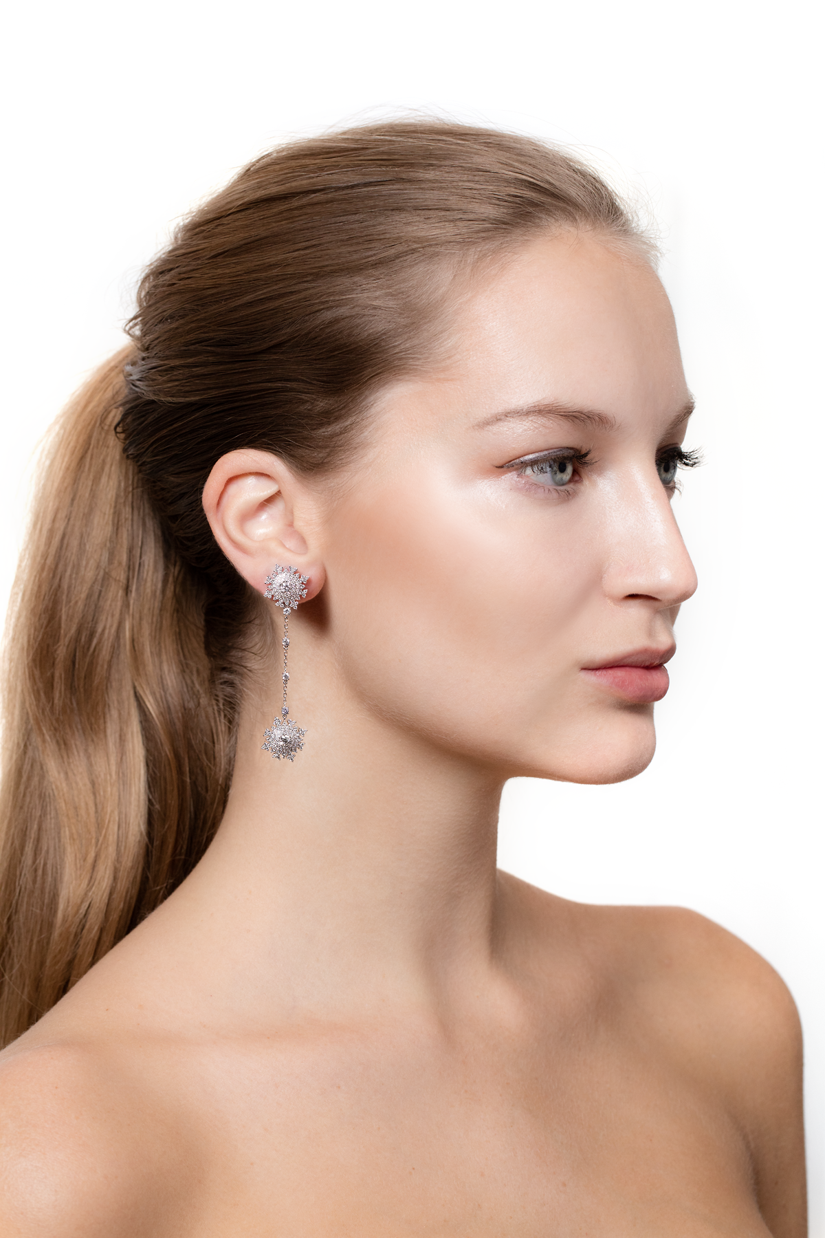 Petite Tsarina White Pendant Earrings