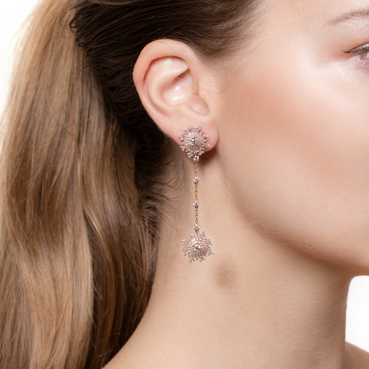 Petite Tsarina Rose Pendant Earrings
