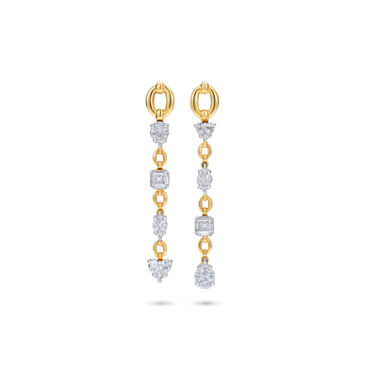 Catena Diamond Illusion Multistone Long Earrings