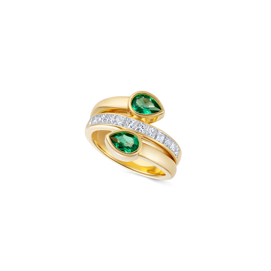 Le Cercle Serpent Emerald Double Ring