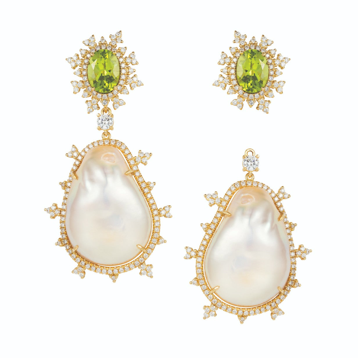 Tsarina Spring Flake & Baroque Pearl Earrings