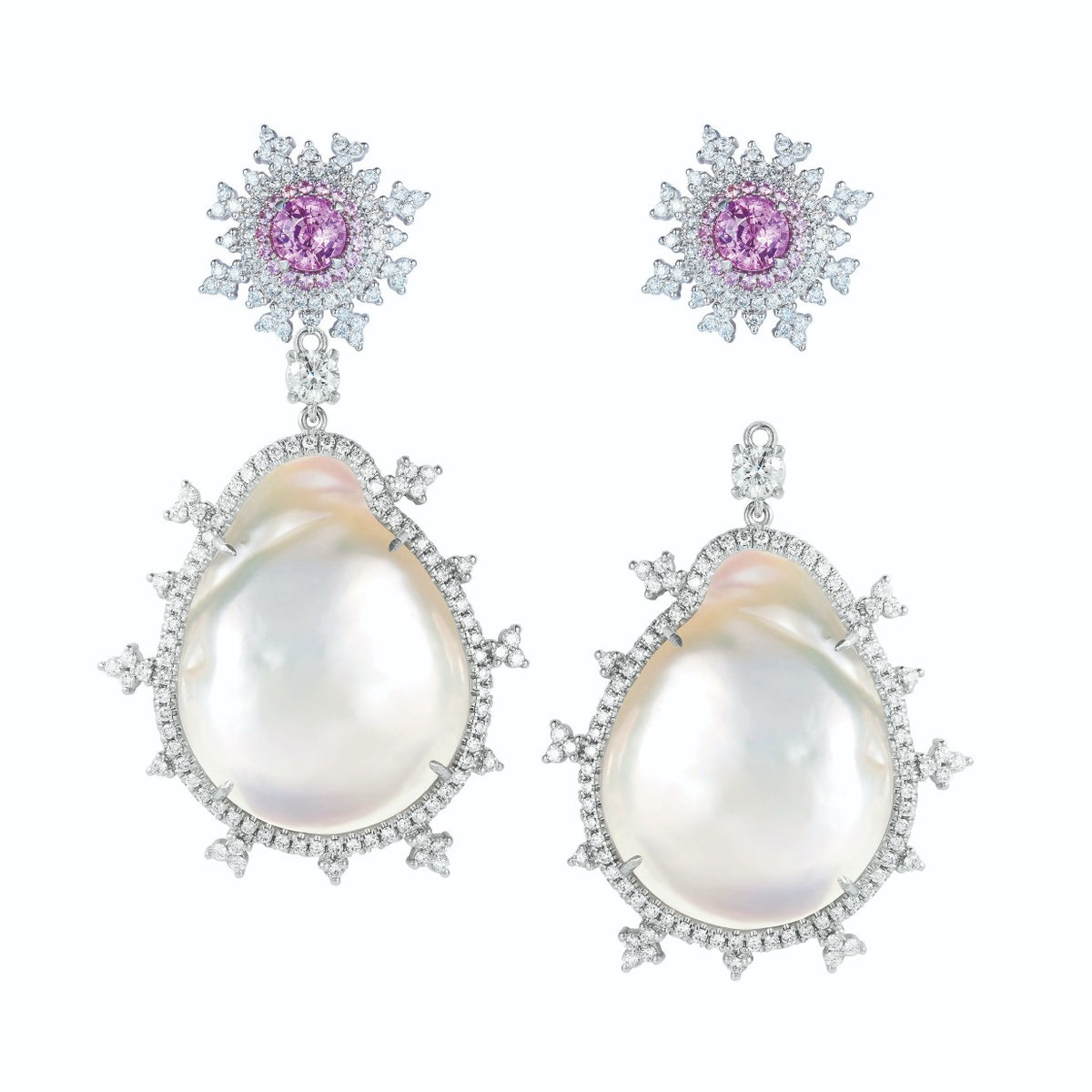 Tsarina Berry Flake &amp; Baroque Pearl Earrings