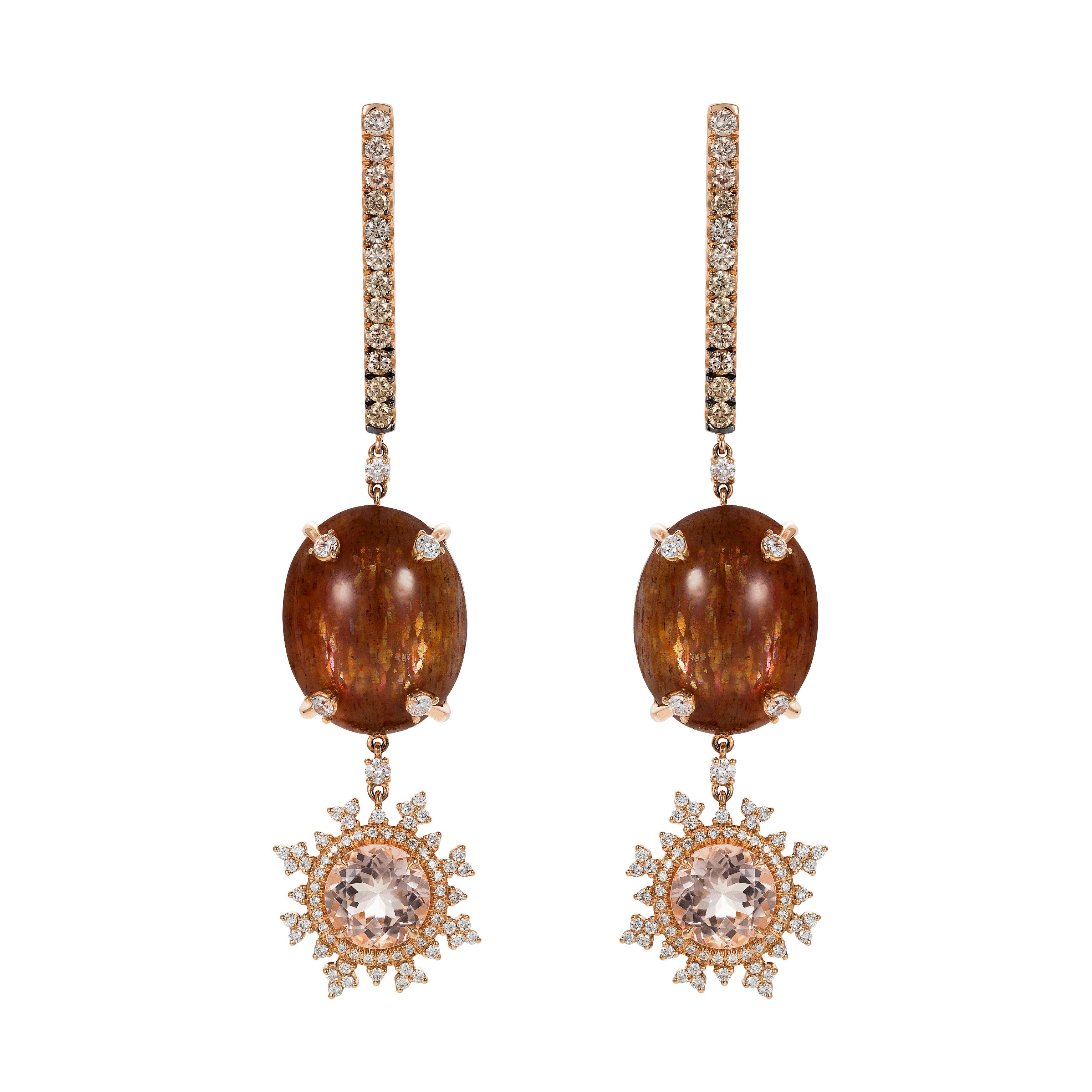 Tsarina Sunstone and Rose Flake Earrings Nadine Aysoy