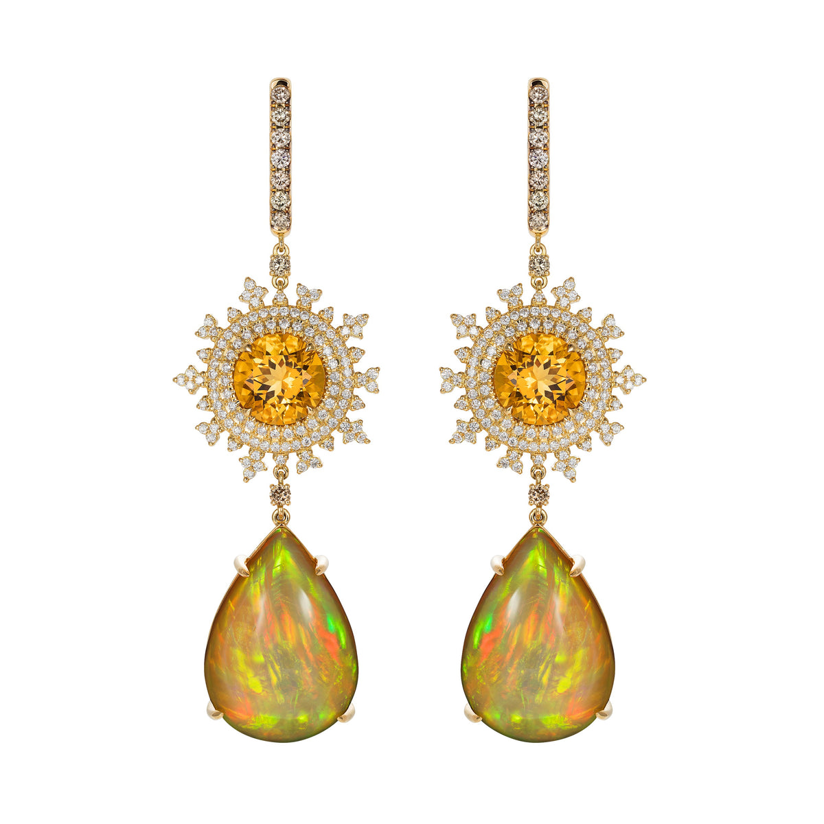 Tsarina Sun Flake &amp; Opal Earrings