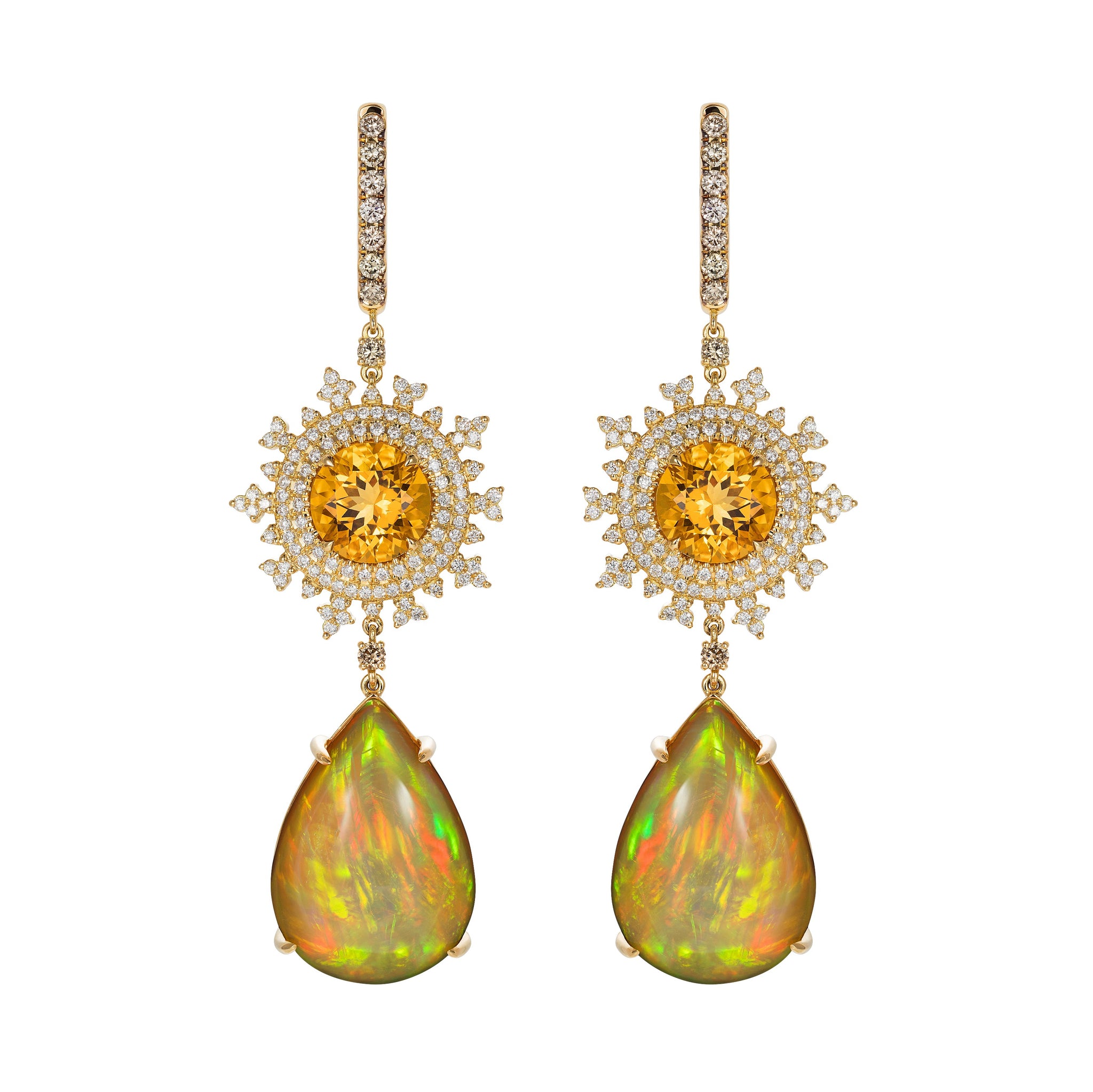 Tsarina Sun Flake Opal Earrings