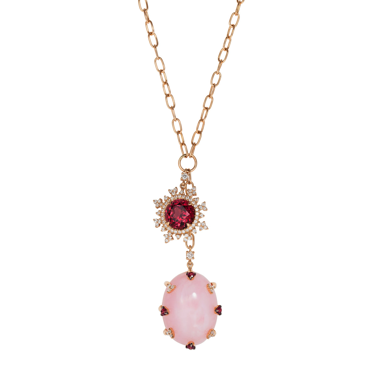 Tsarina Berry Flake &amp; Pink Chalcedony Necklace