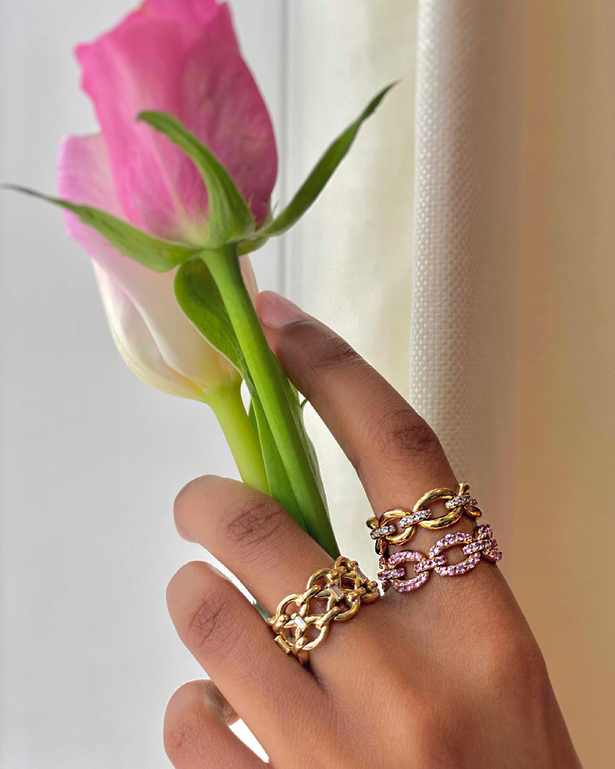 Catena petite pave’ pink sapphire ring