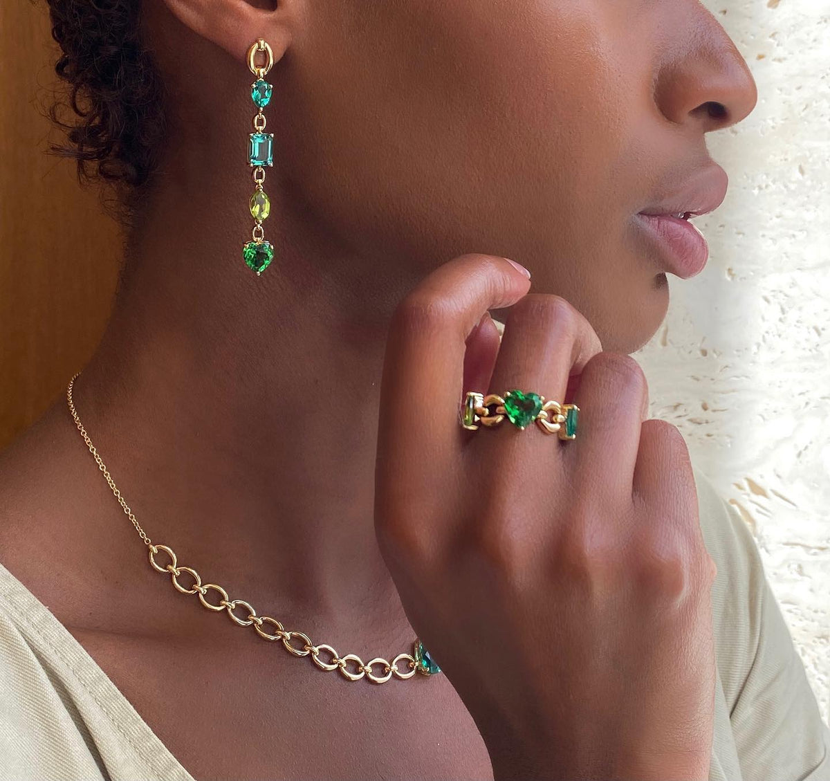 Catena Multi Stone Green Earrings