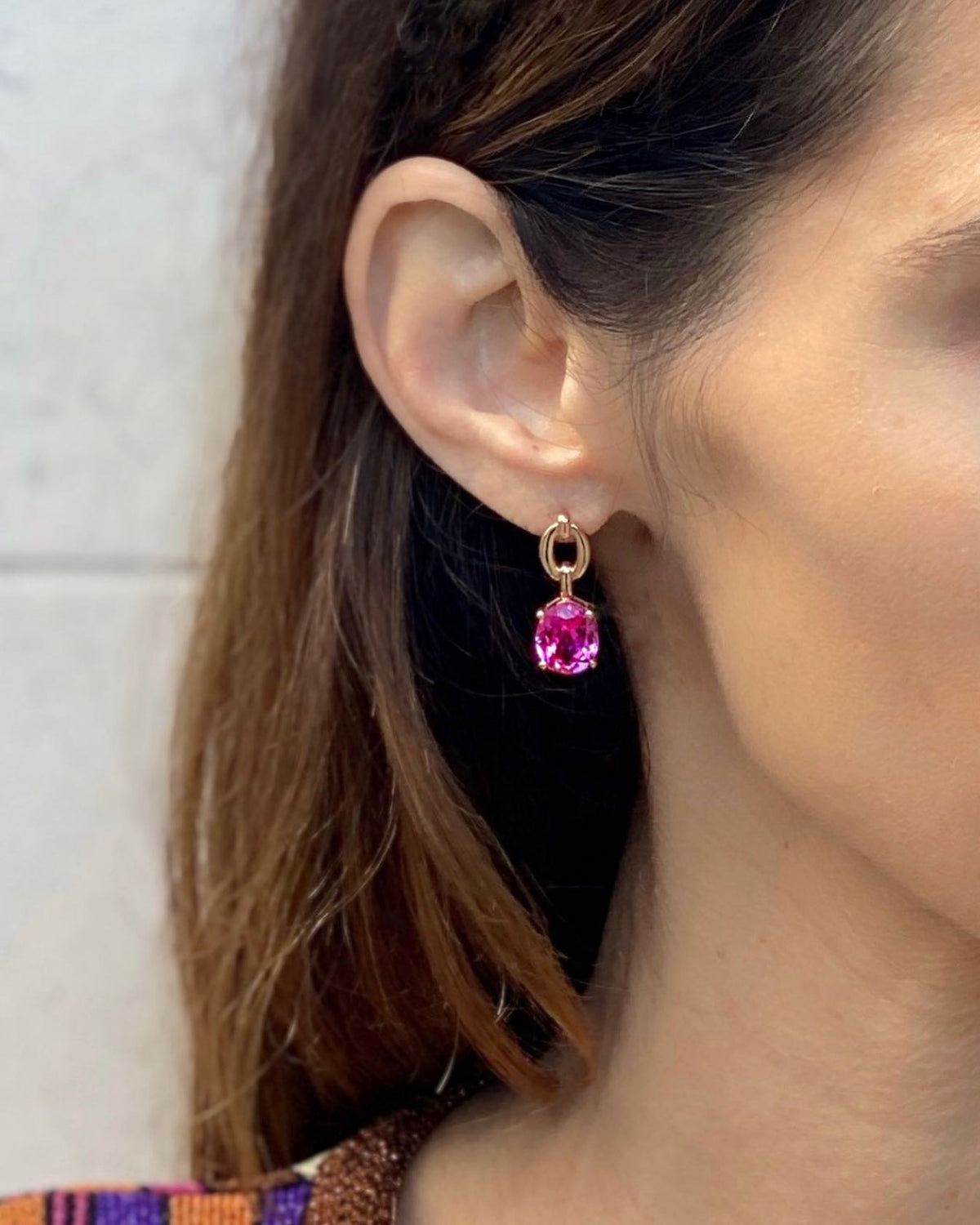 Catena Drop Pink Topaz Earrings